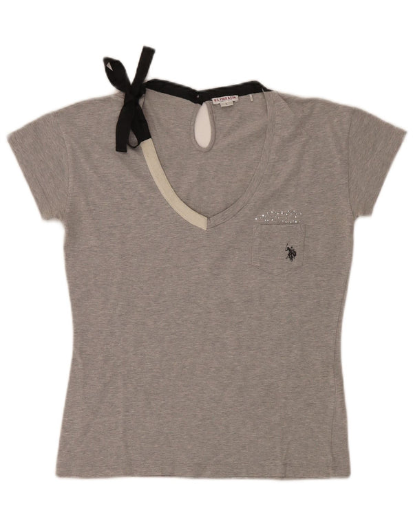 Asociación de Polo de EE. UU. Camiseta para mujer Top UK 40 Grande Algodón moteado gris
