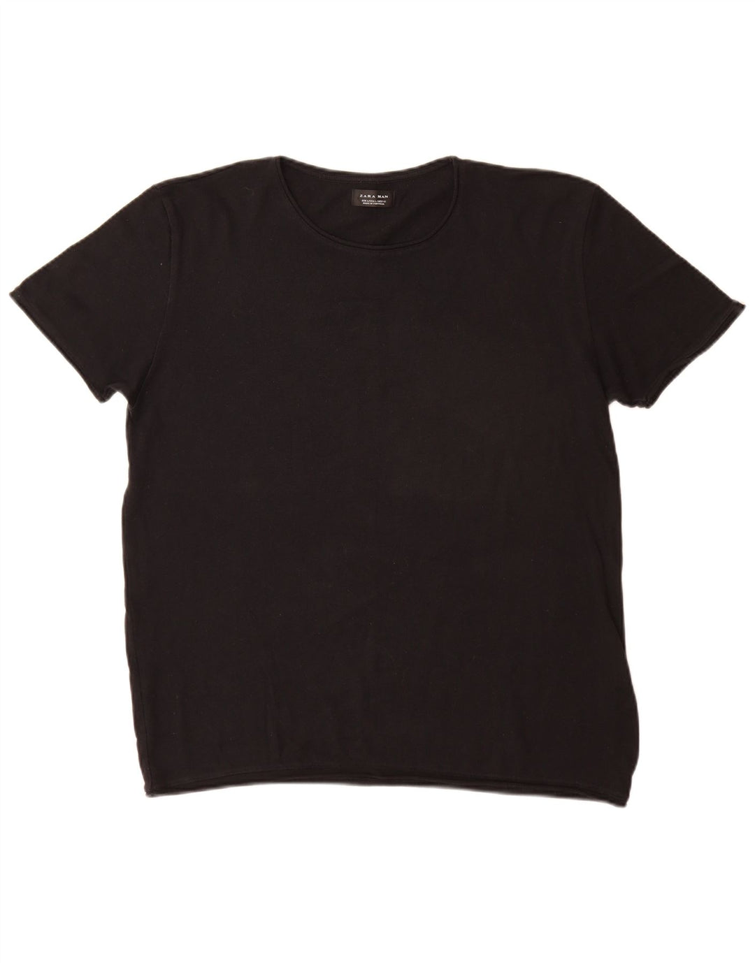 Zara Hombre Camiseta Top Grande Algodón Negro