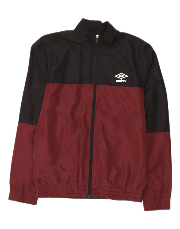Umbro Mens Graphic Chándal Top Chaqueta Pequeña Granate Colorblock Poliéster