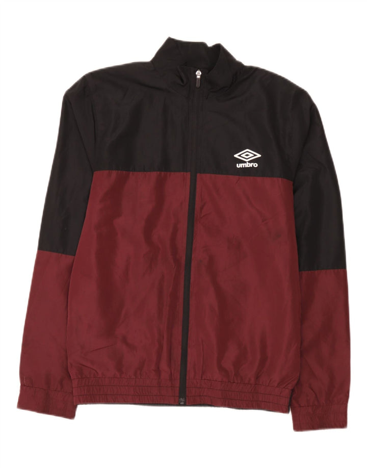 Umbro Mens Graphic Chándal Top Chaqueta Pequeña Granate Colorblock Poliéster