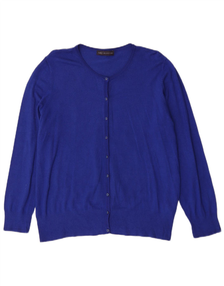 Marks & Spencer Suéter tipo cárdigan para mujer UK 46 Viscosa azul grande