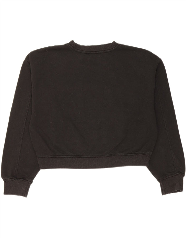 Zara Mujer Crop Sudadera Jumper UK 44 Mediano Negro Algodón