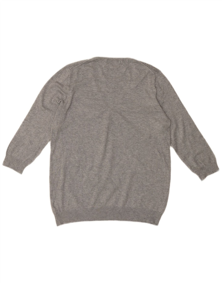 MARKS & SPENCER Suéter tipo jersey con cuello en V y manga 3/4 para mujer UK 46 Grande Gris