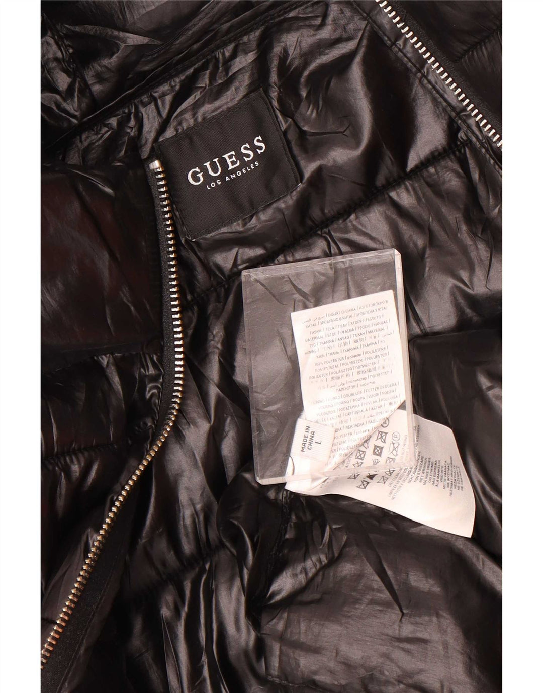 Guess Chaqueta acolchada con capucha para mujer UK 44 Grande Poliéster negro