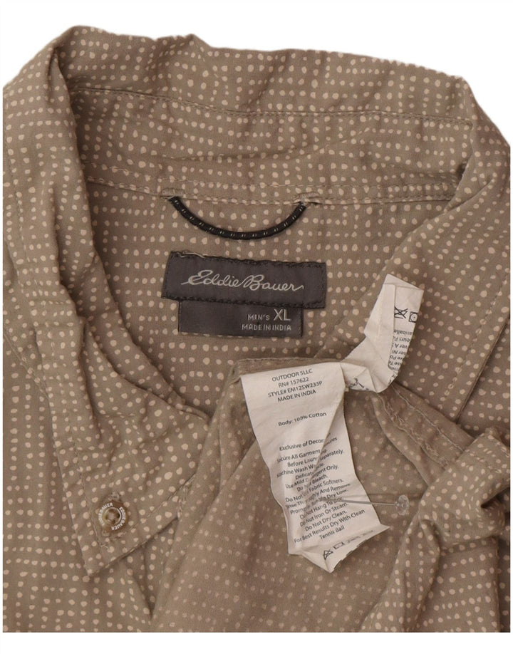 Eddie Bauer Camisa de manga corta para hombre XL Algodón gris manchado