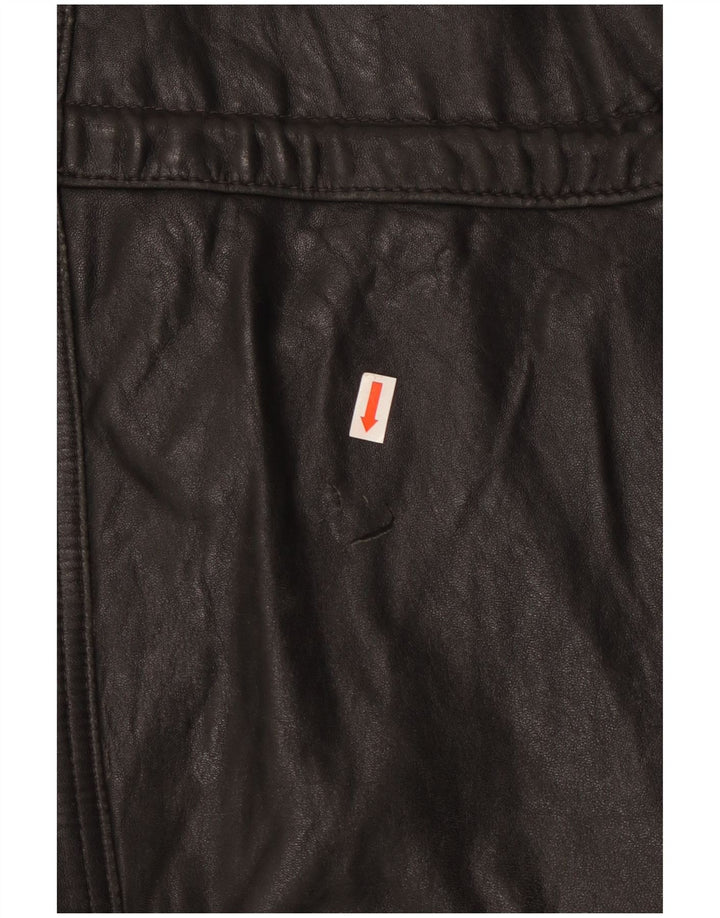 Vintage chaqueta de cuero para hombre Reino Unido 44 2XL cuero negro