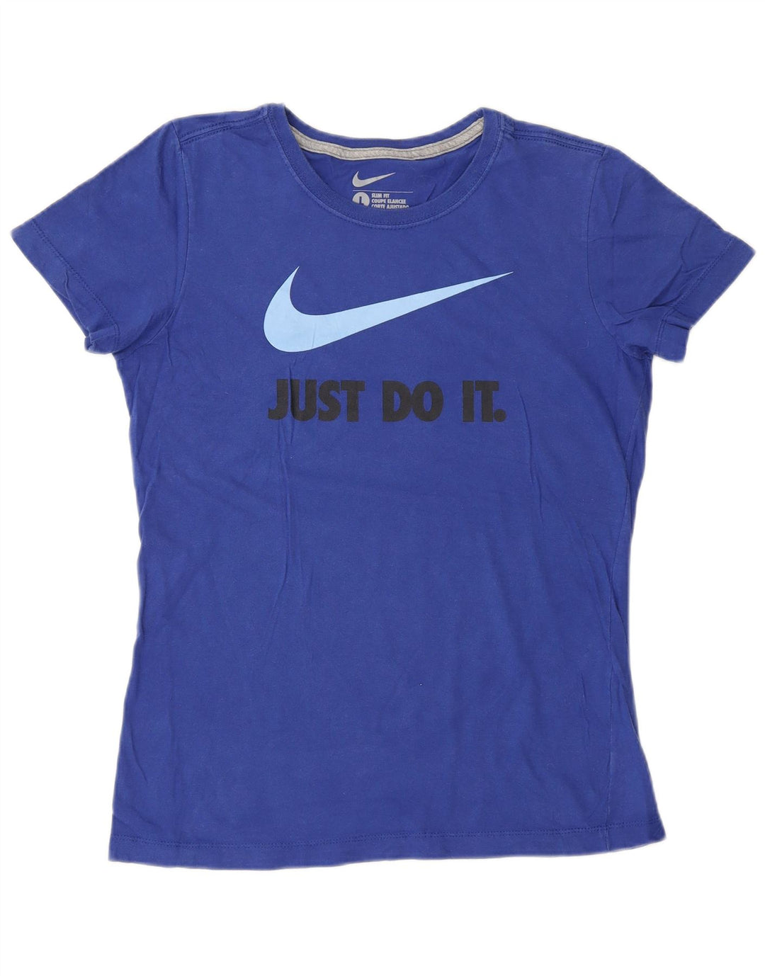NIKE Mujer Slim Fit Graphic Camiseta Top UK 40 Grande Algodón Azul