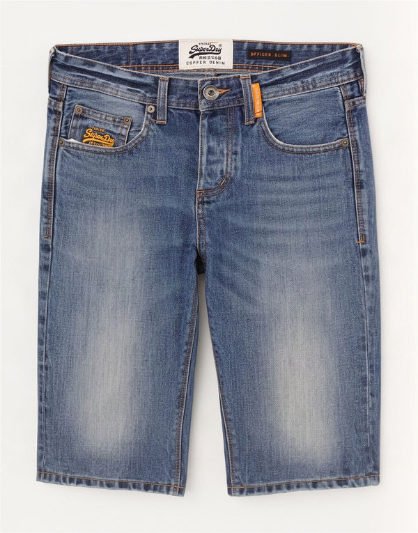Superdry Pantalones cortos vaqueros de corte slim W30 de algodón azul medio para hombre