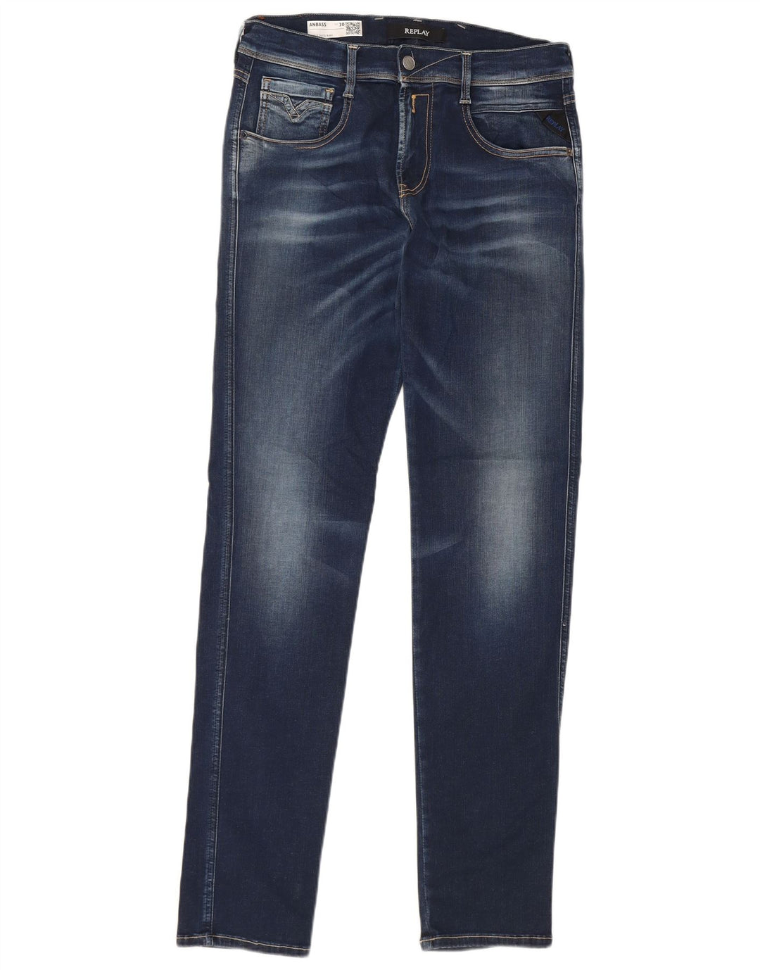REPLAY Mujer Anbass Slim Jeans W30 L32 Azul Marino Algodón