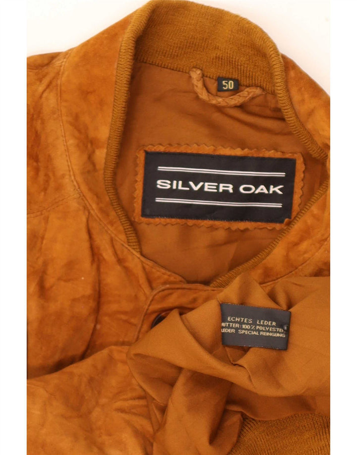 Vintage hombres ante bomber chaqueta IT 50 cuero marrón grande