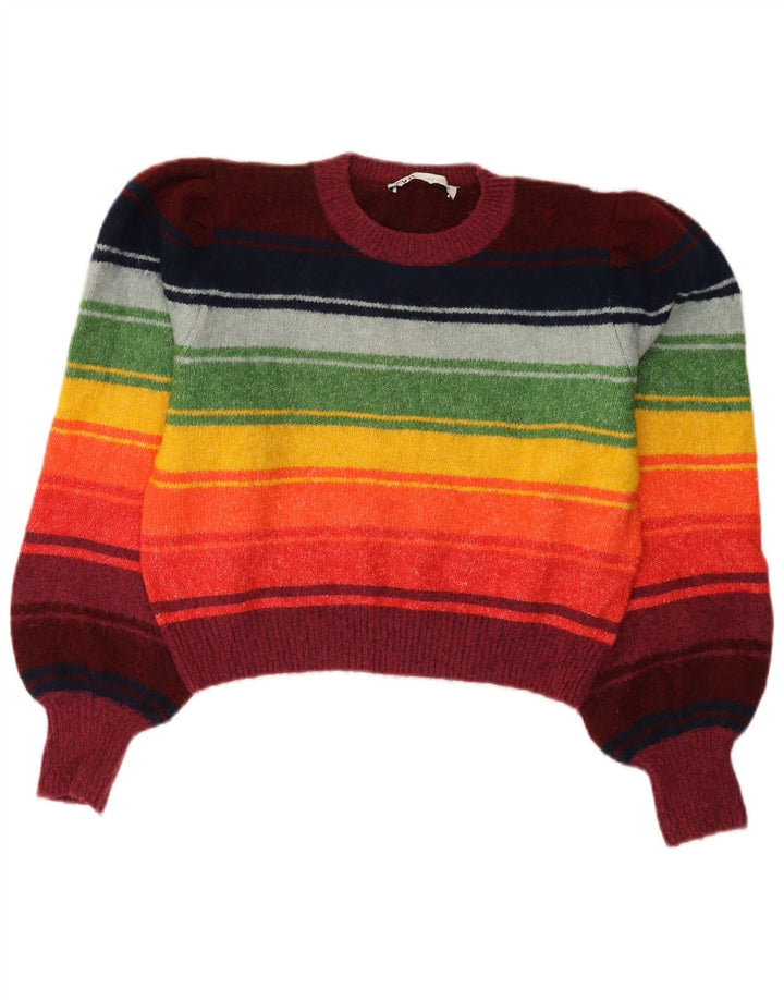 Zara - Jersey de cuello redondo para mujer, talla 40, talla mediana, multicolor, a rayas