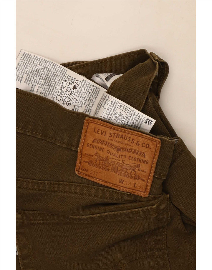 Levi's Hombre 511 Slim Jeans W34 L32 Algodón Caqui