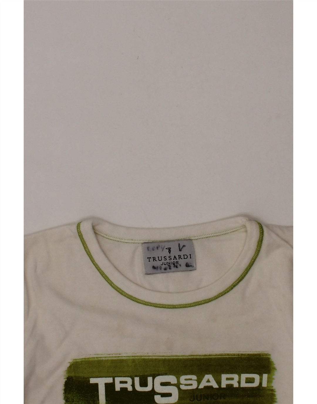 TRUSSARDI JUNIOR Boys Graphic Top Long Sleeve 2-3 Years Off White Cotton Vintage Trussardi Junior and Second-Hand Trussardi Junior from Messina Hembry 