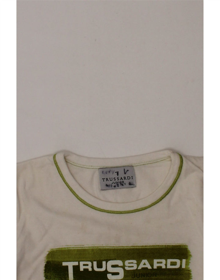 TRUSSARDI JUNIOR Boys Graphic Top Long Sleeve 2-3 Years Off White Cotton Vintage Trussardi Junior and Second-Hand Trussardi Junior from Messina Hembry 