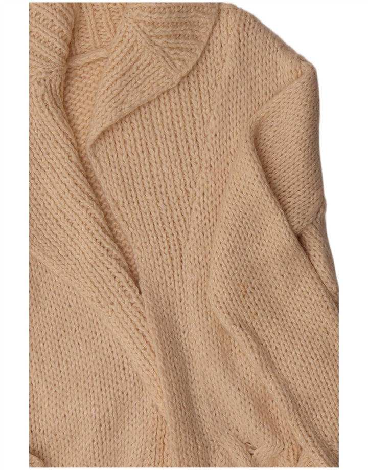 Zara Mujer Longline Open Cardigan Suéter UK 44 Medio Beige Acrílico