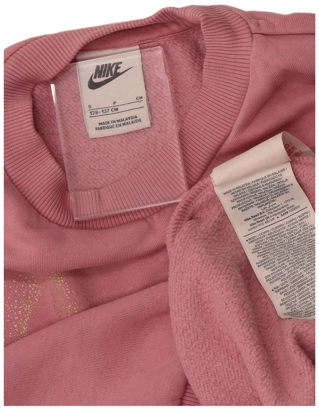 NIKE Sudadera gráfica para niñas 8-9 años Pequeña Algodón Rosa