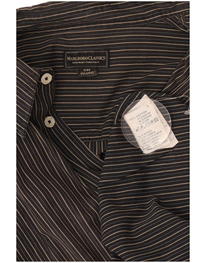 Camisa Marlboro Classics Hombre 2XL Algodón Rayado Negro