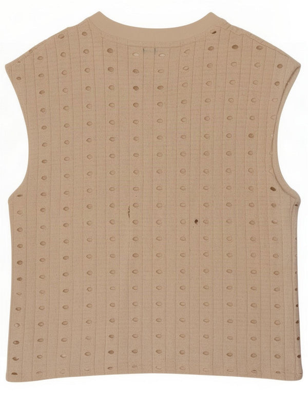 Zara Mujer Chaleco Top ES 44 Medio Beige Poliéster