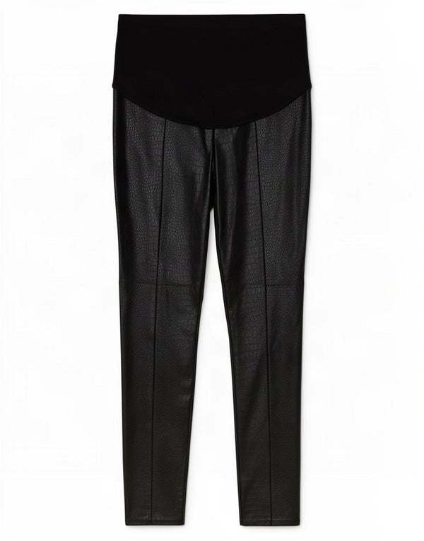 Topshop Pantalones de piel sintética de cintura alta para mujer UK 44 Medium W30 L29 Negro