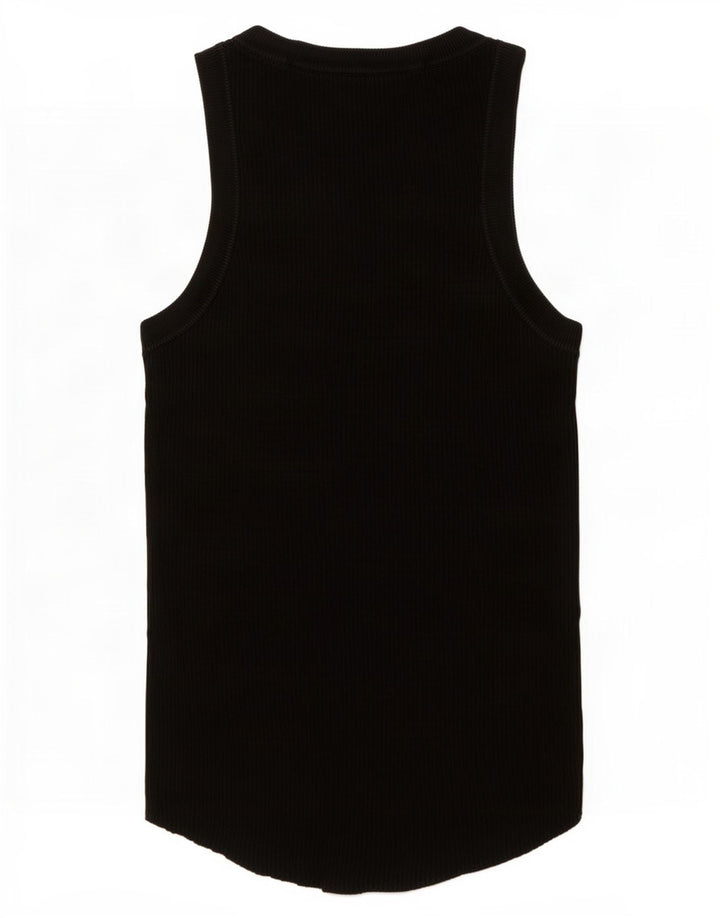 Zara Mujer Chaleco Top UK 12 Medium Viscosa Negra