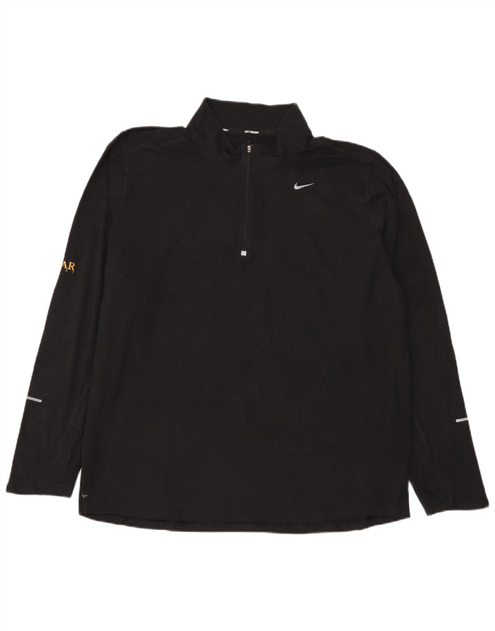 Nike Dri Fit - Chándal con cremallera y cuello para hombre, talla 2XL, poliéster negro