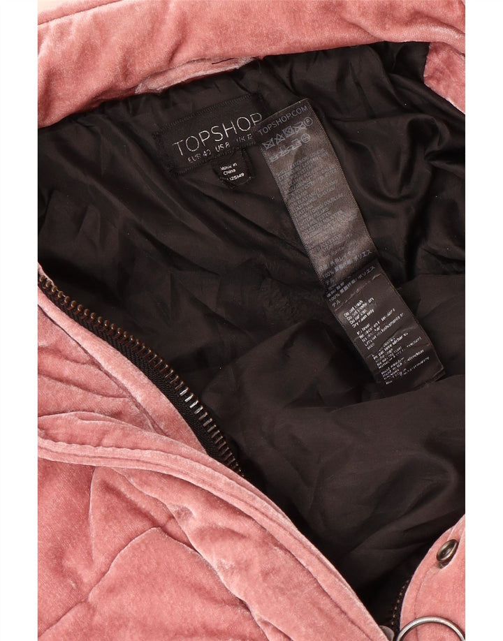 Topshop Chaqueta acolchada de terciopelo para mujer UK 40 Poliéster rosa medio
