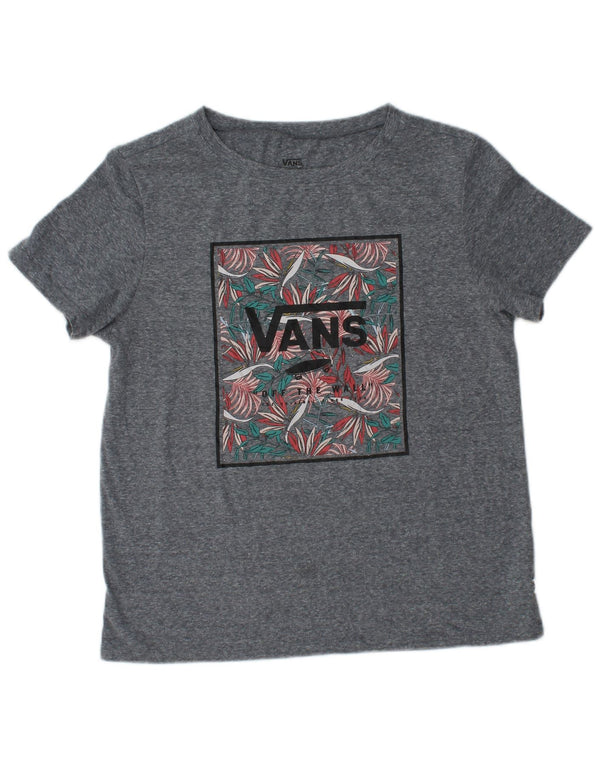 VANS Camiseta gráfica para mujer Top UK 44 Grande Gris Floral Poliéster