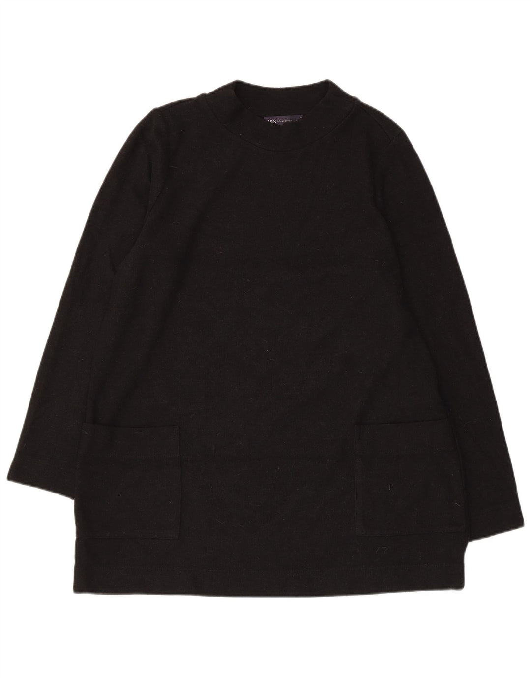 MARKS & SPENCER Suéter tipo jersey con cuello redondo para mujer UK 46 Grande Negro