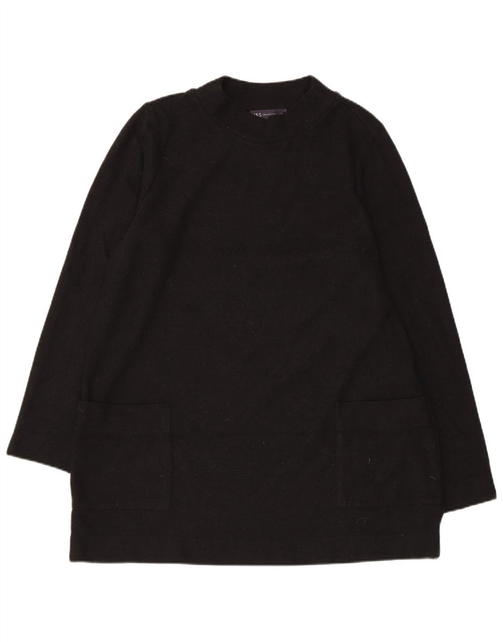 MARKS & SPENCER Suéter tipo jersey con cuello redondo para mujer UK 46 Grande Negro