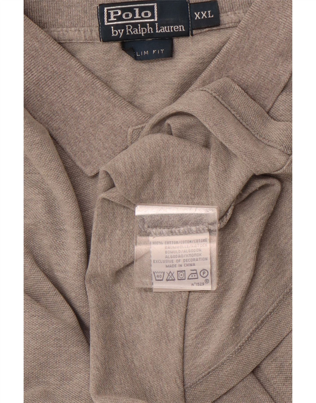 POLO RALPH LAUREN Polo ajustado para hombre 2XL Algodón gris