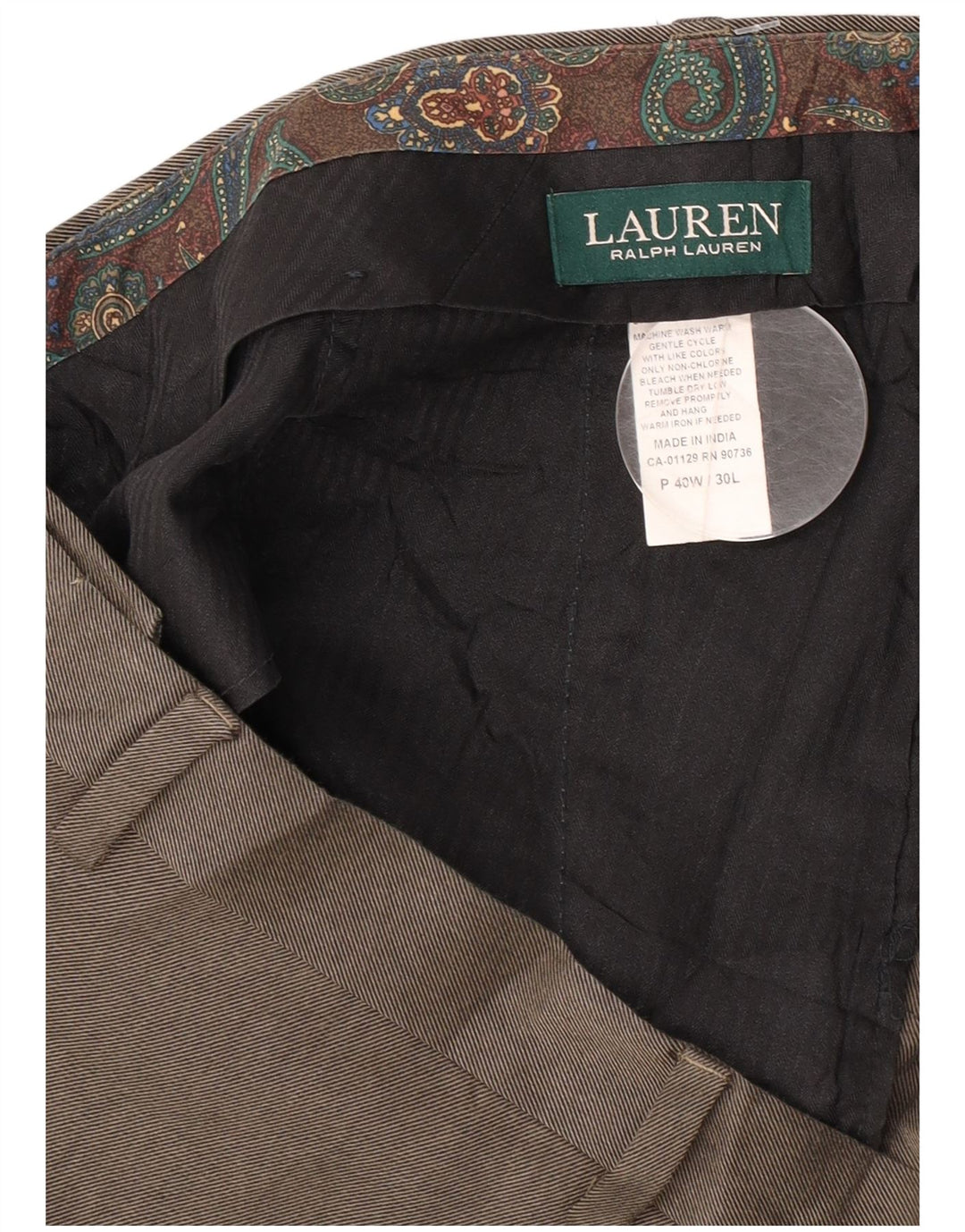 Ralph Lauren Pantalón de traje recto para hombre W40 L30 Poliéster gris