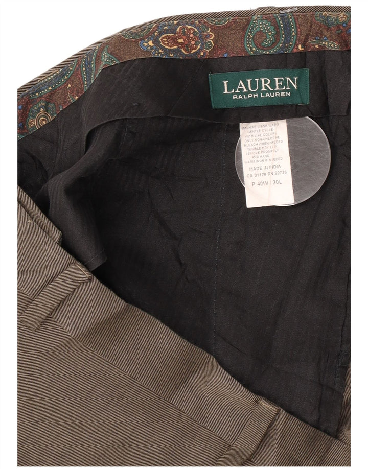 Ralph Lauren Pantalón de traje recto para hombre W40 L30 Poliéster gris