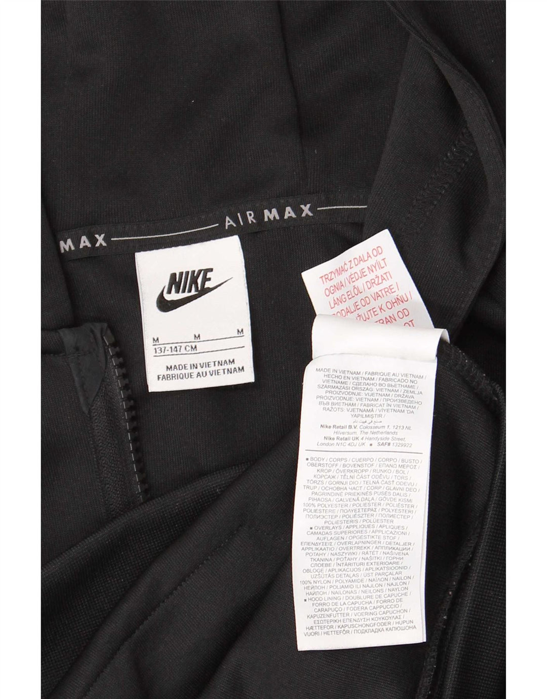 Nike Sudadera con capucha y cremallera para niños 10-11 años Mediana Negro Poliéster