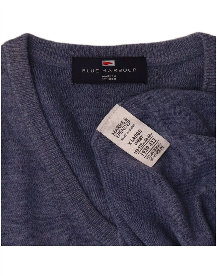 MARKS & SPENCER Suéter con cuello en V Blue Harbor para hombre XL Azul clásico
