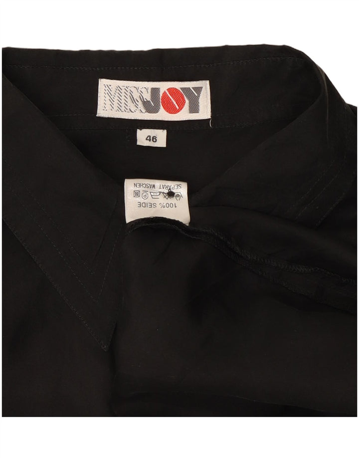 Miss Joy Camisa extragrande de manga corta para mujer IT 46 Large Seda negra