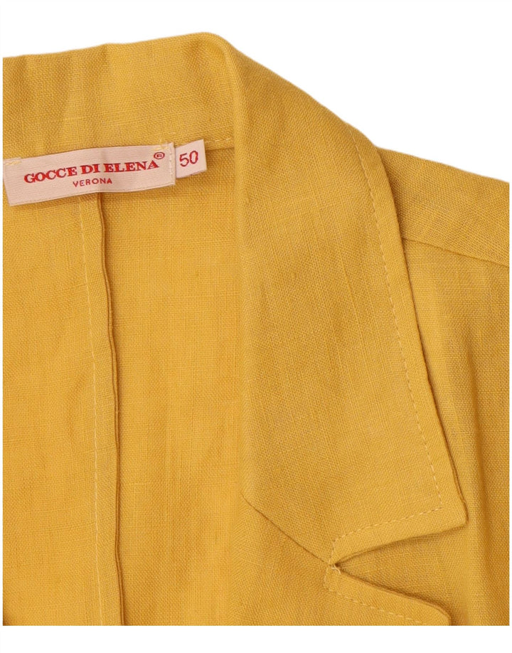 VINTAGE Chaqueta Blazer de manga 3/4 para mujer con 2 botones IT 50 XL Amarillo