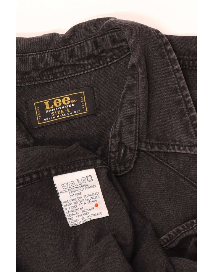 Camisa vaquera Lee para hombre, talla grande, algodón negro