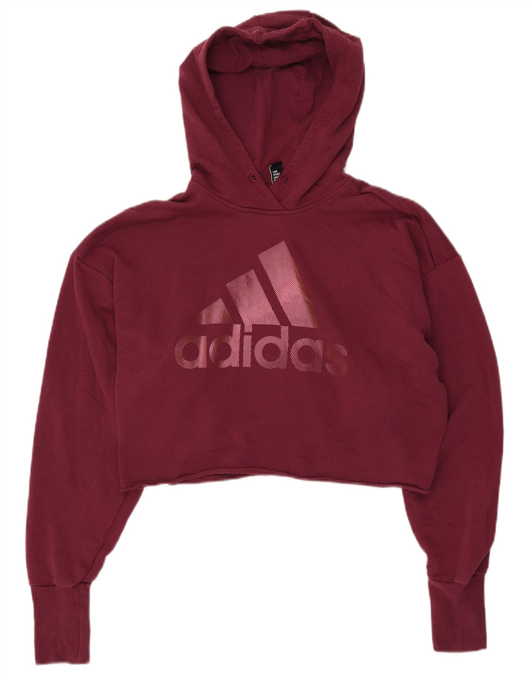 ADIDAS Jersey con capucha para mujer de gran tamaño con gráfico recortado Reino Unido 8/10 Pequeño Borgoña