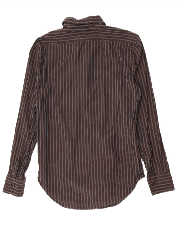 Camisa Trussardi Hombre Talla 39 15 1/2 Algodón Rayas Gris Medio