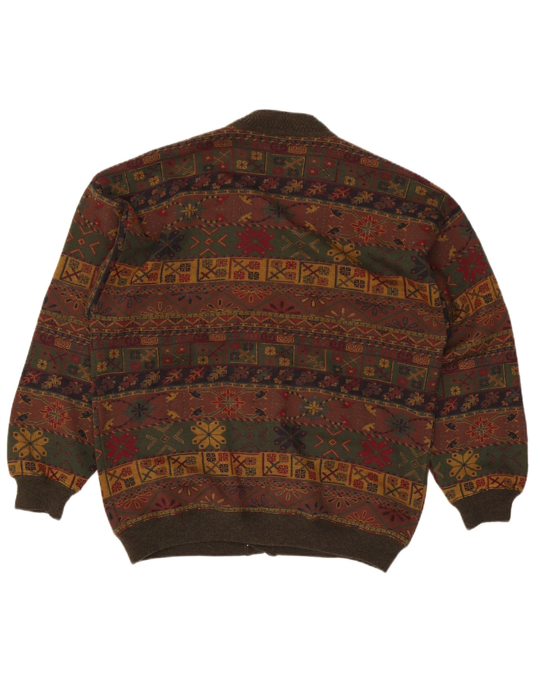 Bluster Suéter Cárdigan Para Hombre Grande Caqui Lana Fair Isle