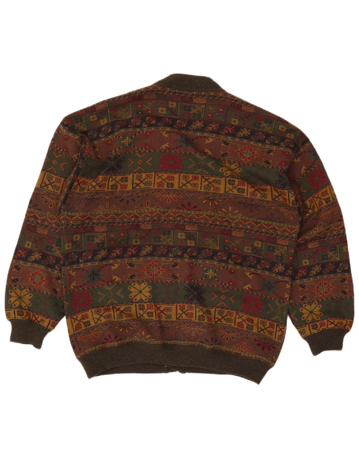 Bluster Suéter Cárdigan Para Hombre Grande Caqui Lana Fair Isle