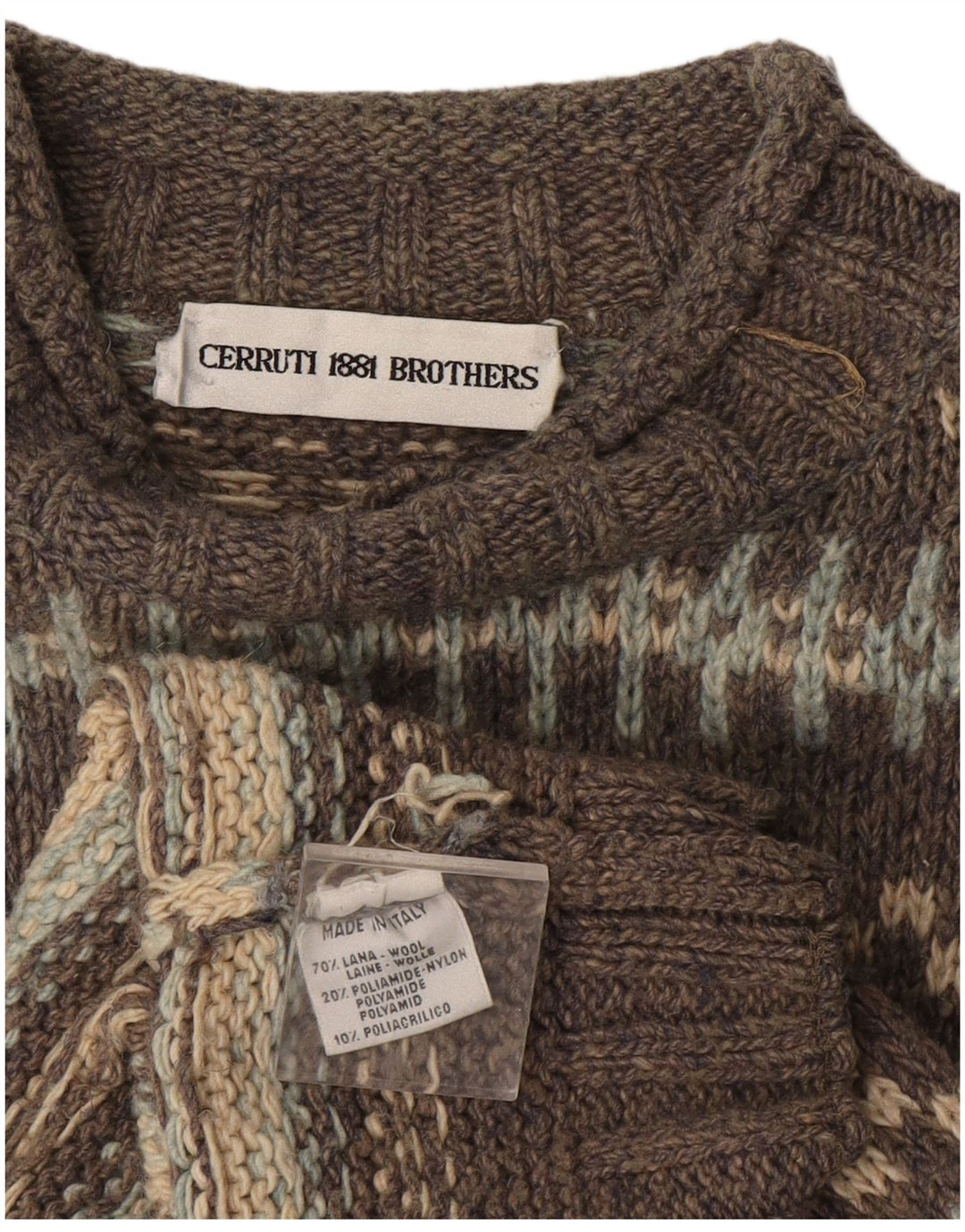 Vintage hombres tortuga cuello jersey suéter grande gris feria isla lana
