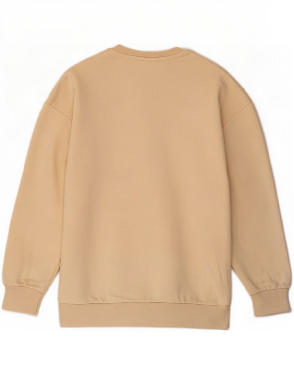 Zara Mujer Sudadera Gráfica Jumper UK 10 Small Beige Algodón