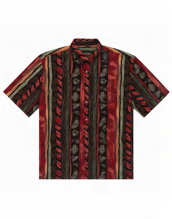 Ivy Crew Mens Short Sleeve Shirt 2XL Burgundy Floral Polyester