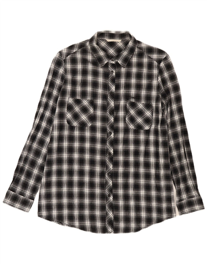 Carrera Camisa de franela para mujer Reino Unido 44 Algodón a cuadros negro mediano