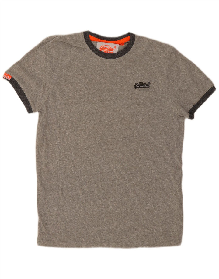 Superdry Camiseta para hombre Top de algodón moteado en gris medio