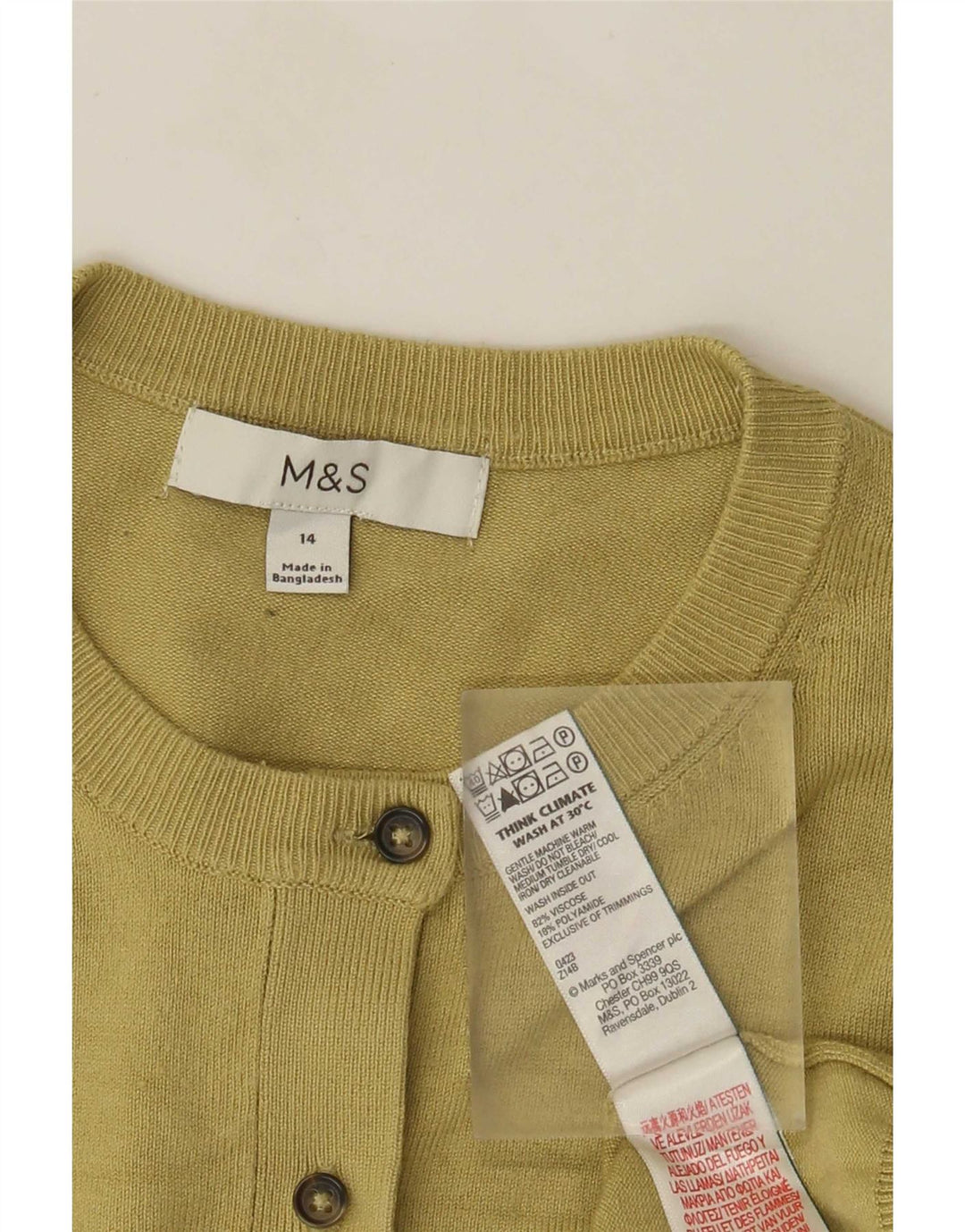 Marks & Spencer Suéter tipo cárdigan para mujer UK 44 Viscosa verde medio