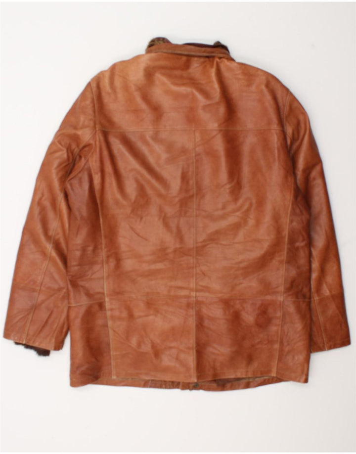 MARCO BALDASSARI Chaqueta de cuero para hombre UK 42 XL Marrón