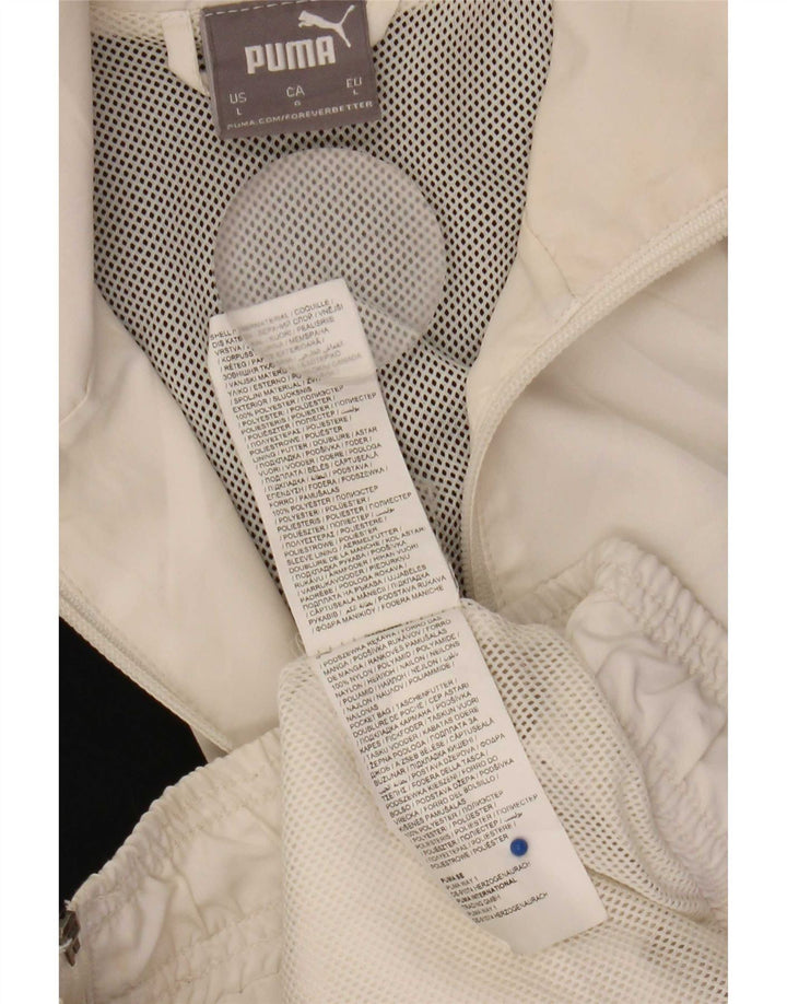 Puma Chaqueta de chándal para hombre, talla grande, color blanco, poliéster con bloques de color