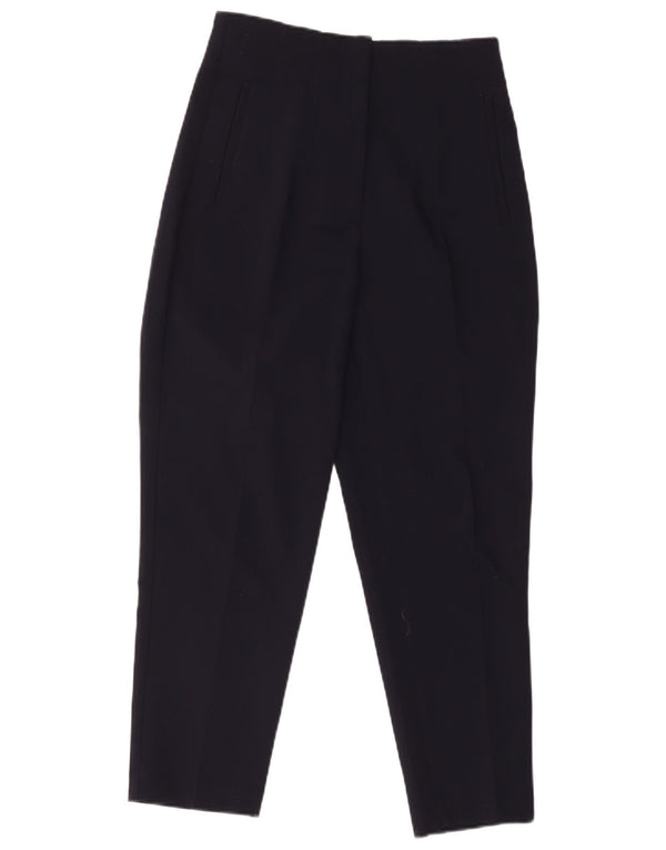Zara Mujer Pantalón De Traje Crop Tapered Mediano W28 L26 Poliéster Azul Marino